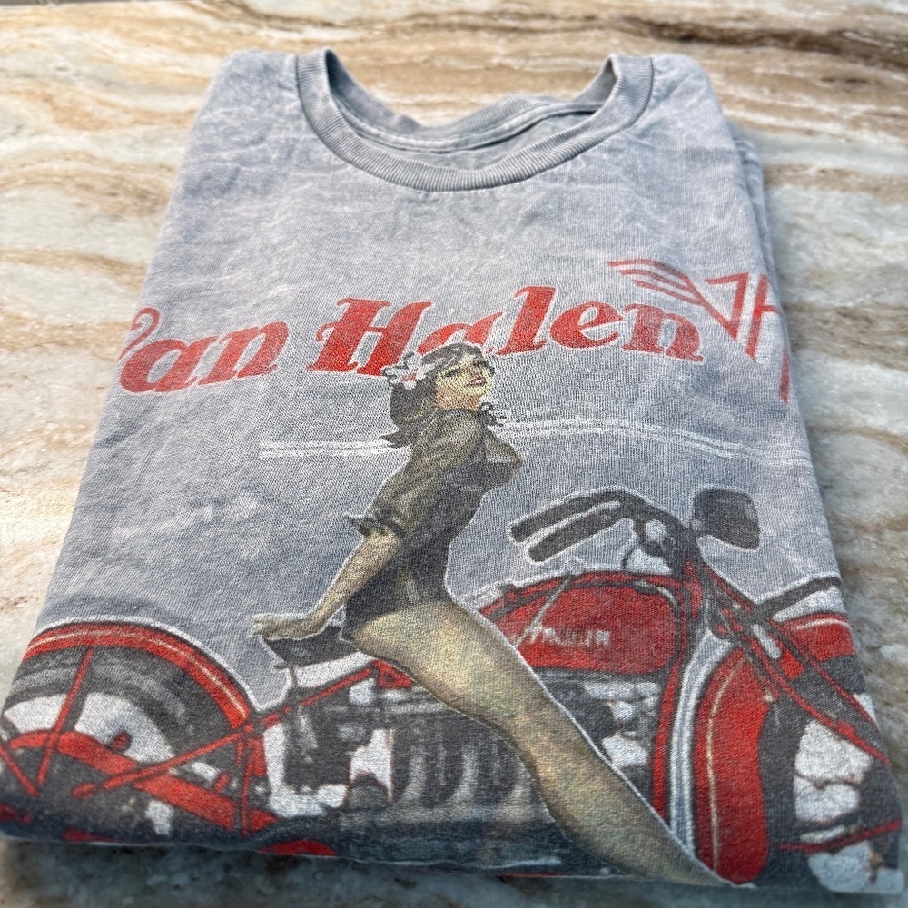Van Halen Shirt Biker Mens Hard Rock Concert Pin Up Tee Eddie Van Halen - Picture 4 of 6